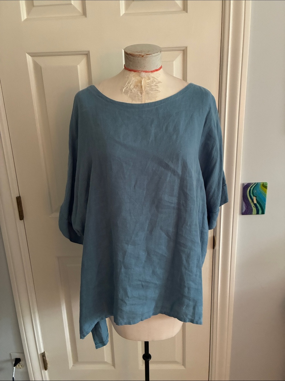 Lisa Bayne blue linen top